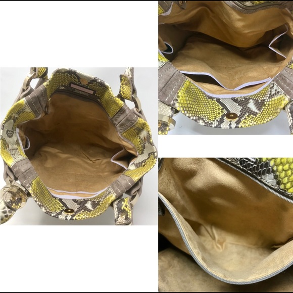 Jimmy Choo Lrg Yellow Python & Suede Harness Tote - Picture 7 of 8